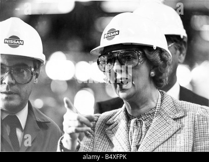 Margaret Thatcher besucht die Nissan Auto-Fabrik in Washington mit Ehemann Dennis Stockfoto