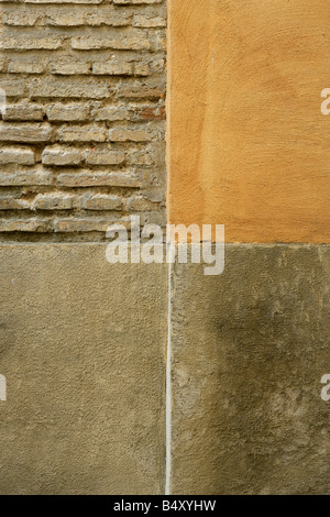 Viertel Teil der Wand gemalt gelb, full frame Stockfoto