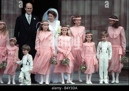 Prinz William Oktober 1988 als Seite junge an der Hochzeit von Camilla Dunne und Rupert Soames Stockfoto