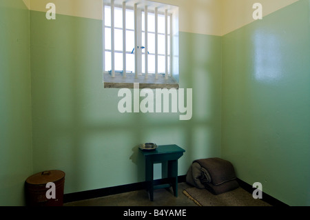 Gefängniszelle von Nelson Mandela, Gefängnis, Robben Island, Western Cape, Südafrika Stockfoto