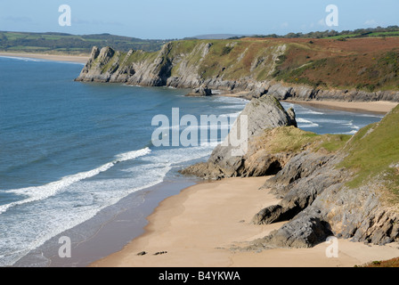 Drei Klippen Bucht auf der Gower-Halbinsel Stockfoto