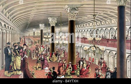 Innenansicht eines Luxus-Dampfer-Ballsaals 1878 Stockfoto