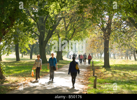 Menschen zu Fuß durch Regent s Park in London Stockfoto