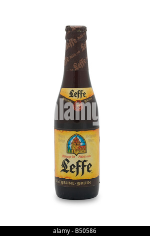 Brune Bruin Leffe belgisches Bierflasche Stockfoto