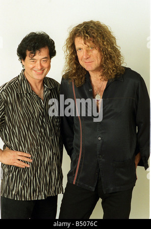 Ehemalige Lead-Gitarrist Jimmy Page und Robert Plant ehemaliger führen Sänger Mitglieder der Band Led Zeppelin Stockfoto