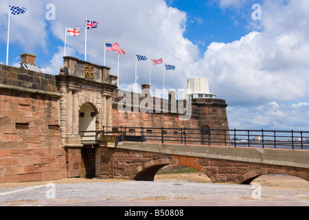 Eingang zum Fort auf Barsch Rock, New Brighton, Wirral. Stockfoto