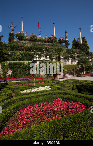 Die barocken Gärten der Isola Bella, Lago Maggiore, Italien Stockfoto