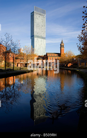 Beetham Tower Manchester vom Castlefield Bassin Stockfoto