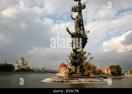 Sep 2008 - Peter das große Denkmal auf Moskwa Moscow Russia Stockfoto