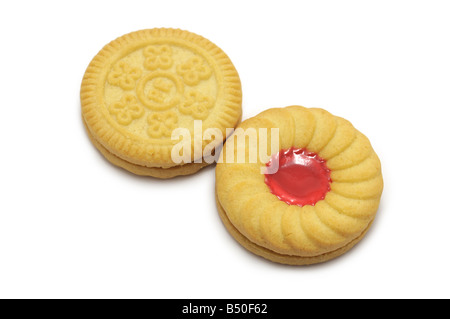 Jam und Rahm Kekse / Jammie Dodgers Stockfoto