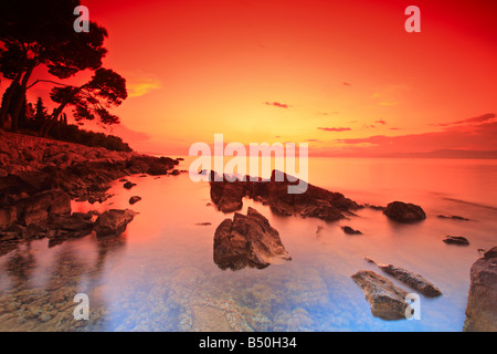 Nach Sonnenuntergang auf der Insel Brac, Kroatien Stockfoto