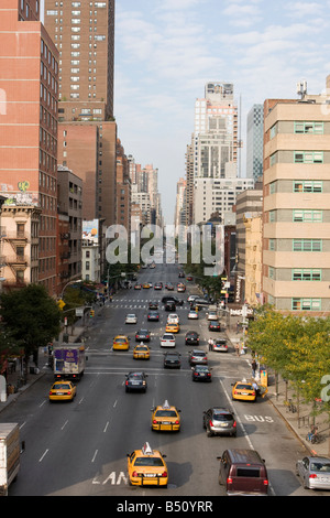 NYC-Straße aus der Vogelperspektive Stockfoto