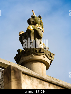 Königliche Einhorn Statue auf der Great Hall Stirling Castle, City of Stirling, Schottland. Stockfoto