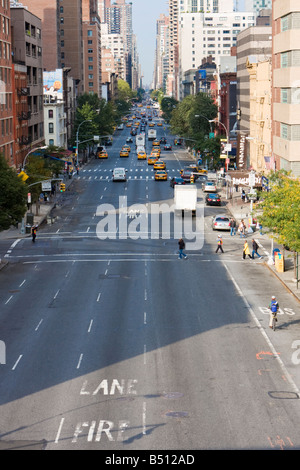 NYC-Straße aus der Vogelperspektive Stockfoto