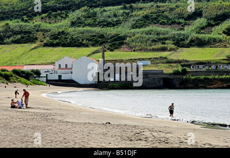 Baia Porto Pim Strand Horta Faial Insel Azoren Stockfoto
