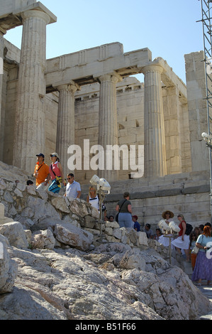 Propyläen, Tor zur Akropolis. Stockfoto