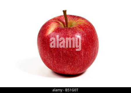 roter Apfel, isoliert auf weiss Stockfoto