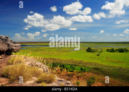 Ubirr Rock und Nardab Aue, Kakadu-Nationalpark, Northern Territory, Australien Stockfoto