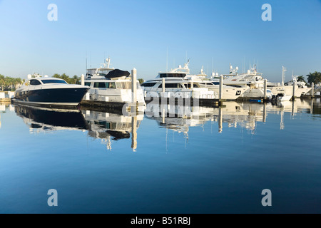 Boote in Bahia Mar Marina, Fort Lauderdale, Florida, USA Stockfoto