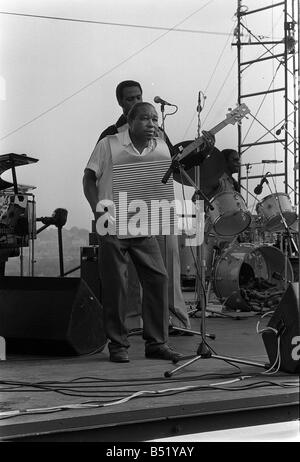 Das Hauptstadt-Jazz-Festival im Alexandra Palace Juli 1979 unter den Gruppen aus den Vereinigten Staaten Aws Rocking Dopsie in der Gruppe war Chester Reno, ein Zink gewaschen-Brett gespielt Stockfoto