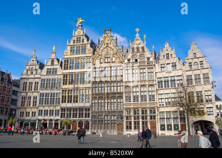 Die Gildehäuser am Grote, Grote Markt in Antwerpen, Belgien. Stockfoto