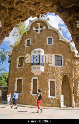 Parc Güell, Werk des berühmten Architekten Antoni Gaudi, Barcelona, Spanien. Stockfoto
