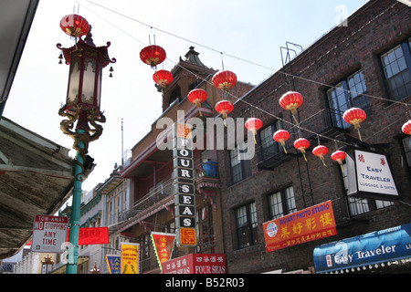 Roten chinesischen Laternen auf Chinatown, San Francisco. Stockfoto