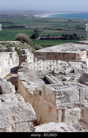 Die antike Stätte von Kourion im Süden Zyperns mit Blick auf das Mittelmeer Stockfoto