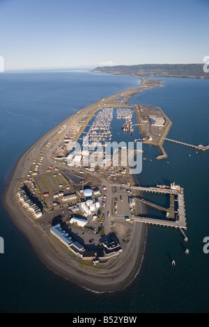 Luftbild von Homer-Bootshafen und Ende des Homer Spit auf Kachemak Bay Kenai-Halbinsel Alaska Sommer Stockfoto