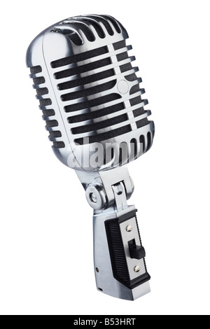 Classic Retro-Mikrofon Ausschnitt isoliert auf weißem Hintergrund Stockfoto