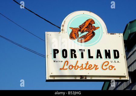 Zeichen für die Portland Lobster Company, Portland, Maine, USA Stockfoto