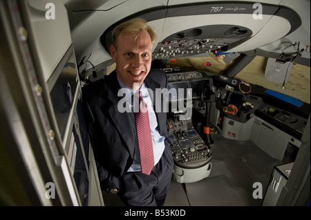 Patrick M Shanahan, Vice President und General Manager von der Boeing 787 Dreamliner Programm an Bord das erste Produktion Flugzeug Stockfoto