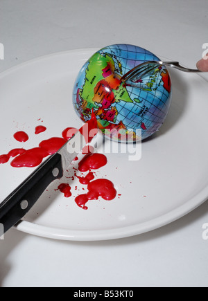 Eine konzeptionelle Foto, das stellt die Frage: "Sind wir den Planetenerde töten?" Stockfoto