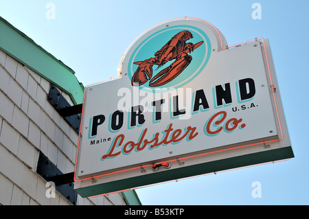 Zeichen für die Portland Lobster Company, Portland, Maine, USA Stockfoto