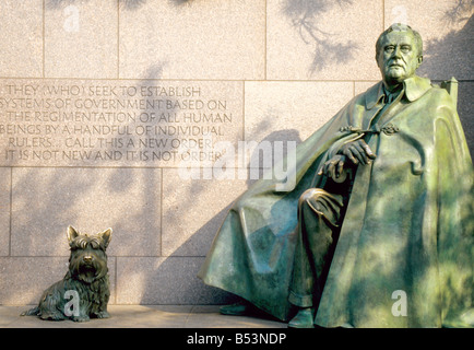 Franklin Delano Roosevelt Memorial, mit dem Präsidenten Hund, Fala, an seiner Seite. Stockfoto