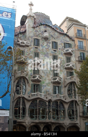 Casa Batllo von Antoni Gaudi Teil der Illa De La Discòrdia [43 Passeig de Gràcia, Eixample, Barcelona, Katalonien, Spanien, Europa]... Stockfoto