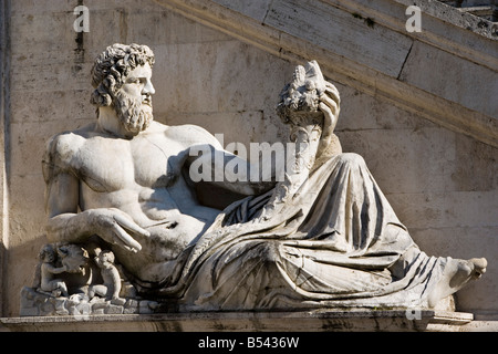 Die Statue. Piazza del Campidoglio, von Michelangelo entworfen. Rom. Italien Stockfoto