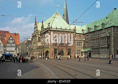 Seitliche Sicht auf das Bremer Rathaus - Stadt oder City Hall - in Bremen Deutschland Stockfoto