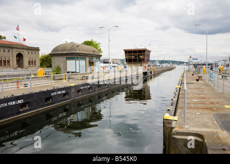 Hiran M. Chittenden Locks oder Ballard Locks in Salmon Bay nördlich von Seattle Washington Stockfoto