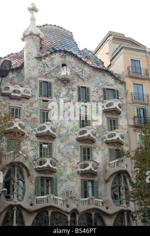 Casa Batllo von Antoni Gaudi Teil der Illa De La Discòrdia [43 Passeig de Gràcia, Eixample, Barcelona, Katalonien, Spanien, Europa]... Stockfoto
