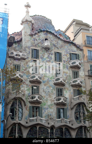 Casa Batllo von Antoni Gaudi Teil der Illa De La Discòrdia [43 Passeig de Gràcia, Eixample, Barcelona, Katalonien, Spanien, Europa]... Stockfoto