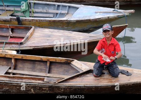 Pier-Szene Belakang Padang Riau Inseln Indonesien Stockfoto