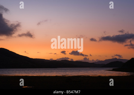 Sonnenuntergang über Loch Teacuis, Schottland Stockfoto