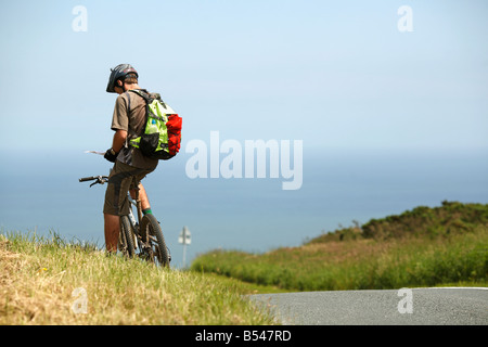 Mountain Biker Check-Karte Stockfoto