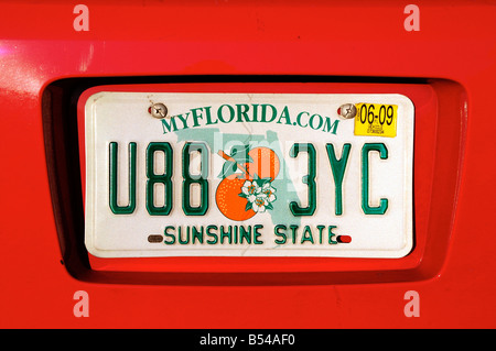 Florida Auto Nummernschild, USA Stockfoto