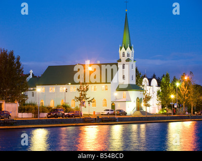 Fríkirkjan oder Freikirche malerische Uferpromenade Kapelle im Jahre 1902 Reykjavik Island Stockfoto