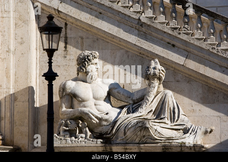 Die Statue. Piazza del Campidoglio, von Michelangelo entworfen. Rom. Italien Stockfoto