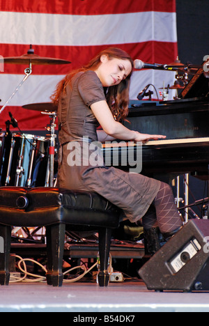 Katy Pfaffl Klavierspiel im Obama-Rallye, New York, USA, am 15. Oktober 2008 Stockfoto