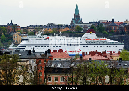 Viking Line Fähre Cinderella in Södermalm Stockholm Schweden festgemacht Stockfoto