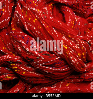 Indischen Handwerk Krawatte gefärbt Musselin Turban Material aus Rajasthan-detail Stockfoto